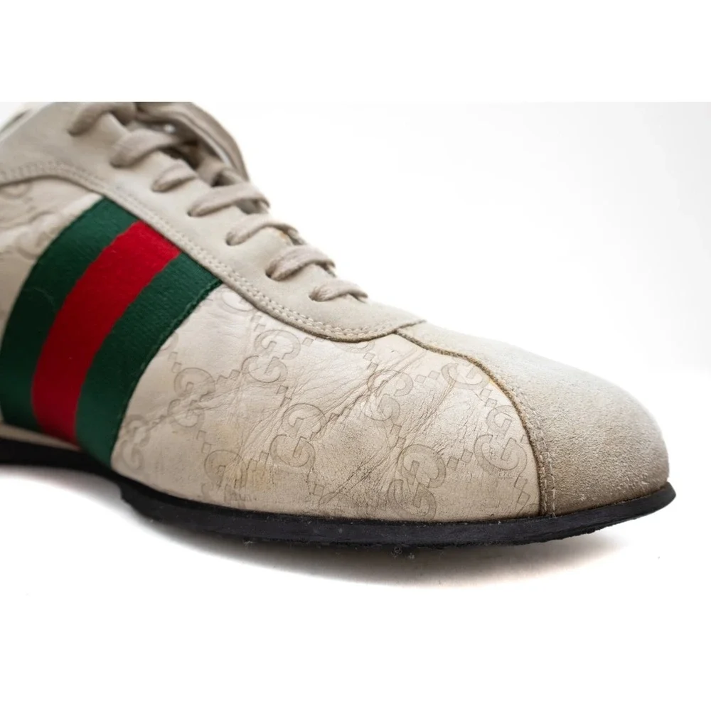 VTG Gucci Sneakers Men's Size US 10.5 Low Top Leather Suede GG Logo